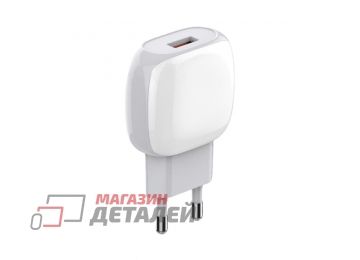 Блок питания (сетевой адаптер) LDNIO с USB выходом 3,0А Quick Charge 3.0 с кабелем USB Type-C A1306Q (белый)