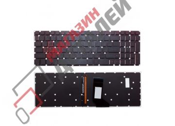 Клавиатура для ноутбука Acer Nitro 5 AN515 черная без рамки с подсветкой