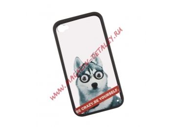 Защитная крышка для iPhone 4/4S "Be Crazy. Be Yourself" Собака Хаски (коробка)