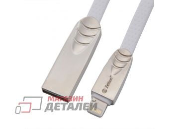 Кабель Zetton USB SyncCharge Flat Soft TPE Data Cable USB <-> Lightning белый (ZTUSBFSTWEA8)