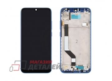 Дисплей (экран) в сборе с тачскрином для Xiaomi Redmi Note 7, Redmi Note 7S синий с рамкой (Premium LCD)