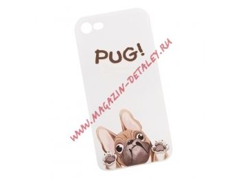 Силиконовый чехол "LP" для iPhone 6/6s "PUG!" Мопс Гриша (прозрачный)