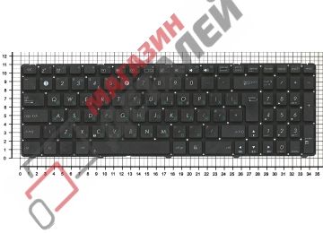 Клавиатура для ноутбука Asus U56E черная без рамки, большой Enter