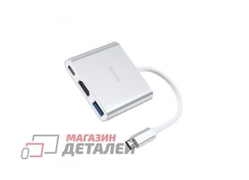 Адаптер HOCO HB14 Easy USB-C – USB3.0, HDMI, USB-C, PD 67W (серый)