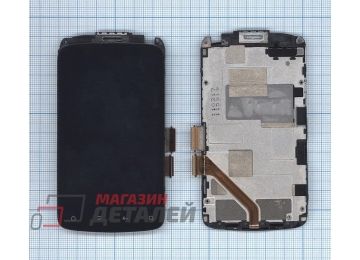 Дисплей (экран) в сборе с тачскрином для HTC Desire S черный с рамкой