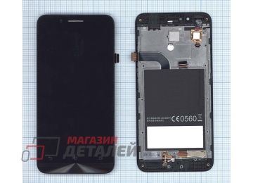 Дисплей (экран) в сборе с тачскрином для Asus ZenFone Go ZC500TG черный с рамкой