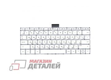 Клавиатура для ноутбука HP Pavilion x360 11-K белая без рамки, плоский Enter