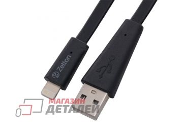 Кабель Zetton USB SyncCharge Flat Wide Data Cable USB <-> Lightning черный (ZTUSBFWBA8)