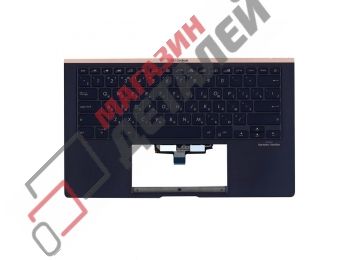 Клавиатура (топ-панель) для ноутбука Asus ZenBook 14 UX434 черная с черным топкейсом