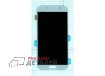 Дисплей (экран) в сборе с тачскрином для Samsung Galaxy A7 (2017) SM-A720F голубой (синий) (Premium LCD)