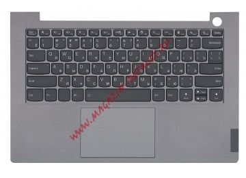 Клавиатура (топ-панель) для ноутбука Lenovo ThinkBook 14 G3 ACL черная с серым топкейсом