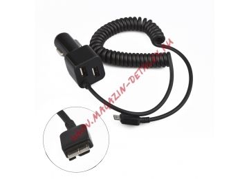 Автомобильная зарядка Premium In-Vehicle Charger 2100мА Note3 + 2 USB выхода черная, коробка