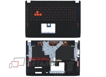 Клавиатура (топ-панель) для ноутбука Asus GL702VT черная с черным топкейсом