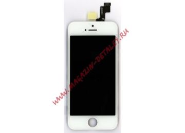 Дисплей (экран) в сборе с тачскрином для iPhone 5S/SE белый (Premium LCD)