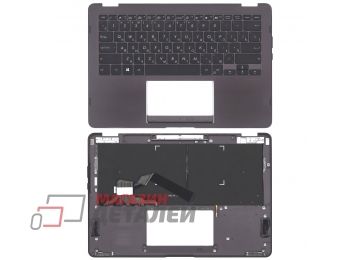 Клавиатура (топ-панель) для ноутбука Asus UX370 черная с коричневым топкейсом
