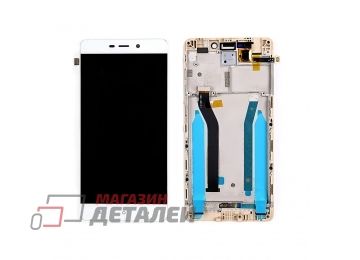 Дисплей (экран) в сборе с тачскрином для Xiaomi Redmi 4 Prime, Redmi 4 Pro белый с золотистой рамкой (Premium SC LCD)