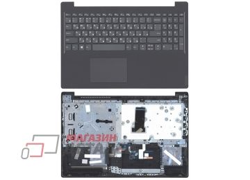 Клавиатура (топ-панель) для ноутбука Lenovo V15-IGL черная с черным топкейсом