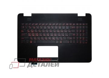 Клавиатура (топ-панель) для ноутбука Asus GL551, GL551J черная с черным топкейсом