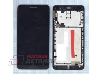 Дисплей (экран) в сборе с тачскрином для Asus ZenFone 6 A600CG черный с рамкой