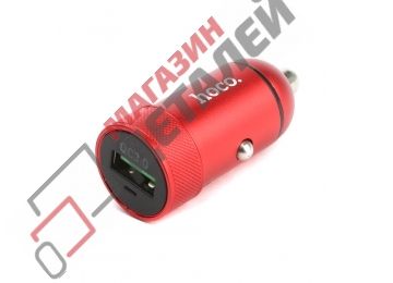 Автомобильная зарядка HOCO Z32 Speed Up 1xUSB, 3А, 18W, QC3.0, LED (красный)