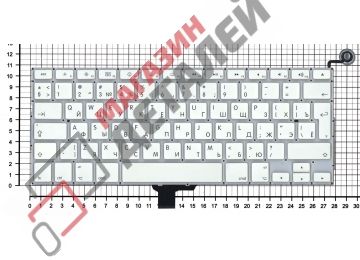 Клавиатура для ноутбука Apple A1342 13,3" (2009, 2010) белая, большой Enter