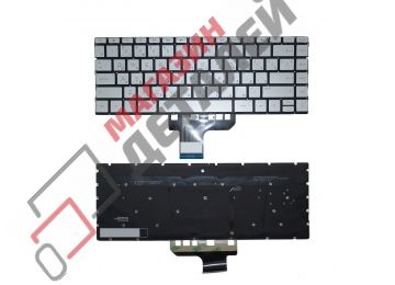 Клавиатура для ноутбука HP Envy 13-AN серебристая без рамки с подсветкой