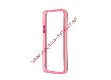 Бампер для iPhone 5, 5S, SE прозрачный с розовой вставкой