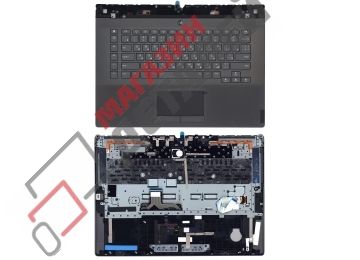 Клавиатура (топ-панель) для ноутбука Lenovo Legion Y740-15 черная с черным топкейсом, с подсветкой