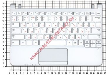 Клавиатура (топ-панель) для ноутбука Samsung NC110 NP-NC110 белая с белым топкейсом