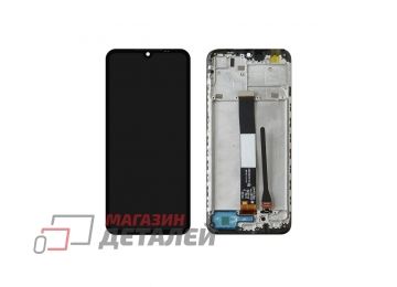Дисплей (экран) в сборе с тачскрином для Xiaomi Redmi 9A, Redmi 9C, Redmi 10A черный с рамкой (Premium LCD)