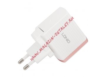 Блок питания (сетевой адаптер) LDNIO с USB выходом 3,0А Quick Charge 3.0 18W + кабель USB Type-C A1302Q белый, коробка