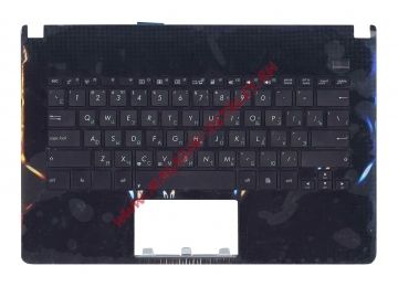 Клавиатура (топ-панель) для ноутбука Asus X301A черная с черным топкейсом