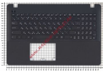 Клавиатура (топ-панель) для ноутбука Asus X550 черная с черным топкейсом