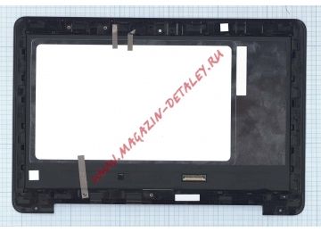 Экран в сборе (матрица + тачскрин) для Asus EeeBook E205SA черный с рамкой
