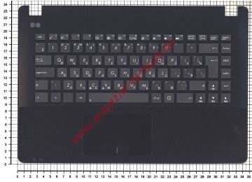 Клавиатура (топ-панель) для ноутбука Asus X451 X451CA черная с черным топкейсом