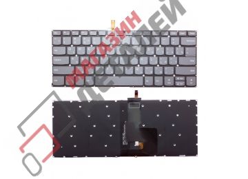 Клавиатура для ноутбука Lenovo Yoga 320-14, 520-14IKB серая без рамки с подсветкой