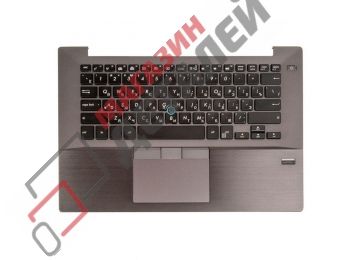 Клавиатура (топ-панель) для ноутбука Asus BU403UA-1A черная с черным топкейсом, с подсветкой