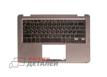 Клавиатура (топ-панель) для ноутбука Asus UX360CA черная с темно-серым топкейсом (с разбора)