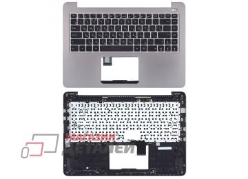 Клавиатура (топ-панель) для ноутбука Asus K401 черная с серым топкейсом