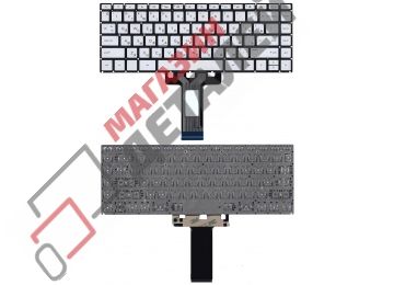 Клавиатура для ноутбука HP Pavilion 14-bs, 14-br, 14-bf серебристая с подсветкой