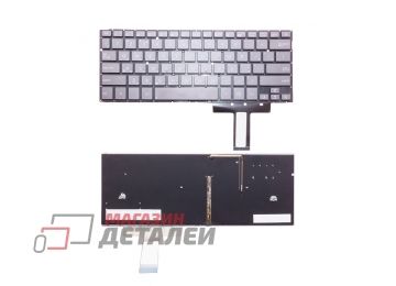 Клавиатура для ноутбука Asus UX31A черно-коричневая без рамки, с подсветкой