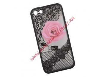 Защитная крышка "LP" для iPhone 5/5s/SE Роза розовая (европакет)