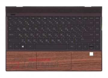 Клавиатура (топ-панель) для ноутбука HP Envy 13-AQ черная с коричневым топкейсом