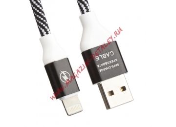 USB кабель LP для Apple 8 pin Волны черный, белый, европакет