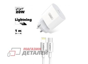 Блок питания (сетевой адаптер) Earldom ES-EU4I PD 20W + USB-C кабель Lightning 8-pin 1м (белый)