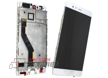 Дисплей (экран) в сборе с тачскрином для Huawei P9 Plus белый с рамкой (TFT-совместимый)
