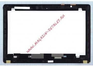 Экран в сборе (матрица + тачскрин) для Asus X450CC черный с рамкой