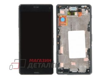 Дисплей (экран) в сборе с тачскрином для Sony Xperia Z3 Compact черный с рамкой