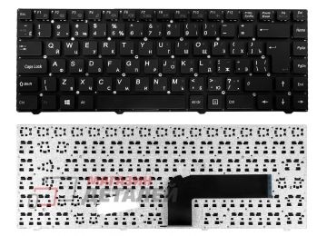 Клавиатура для ноутбука DNS 0150931, Pegatron B14Y, Clevo W740, W840 Series черная без рамки, большой Enter