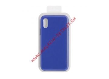 Силиконовый чехол для iPhone X/Xs "Silicone Case" (синий, блистер)